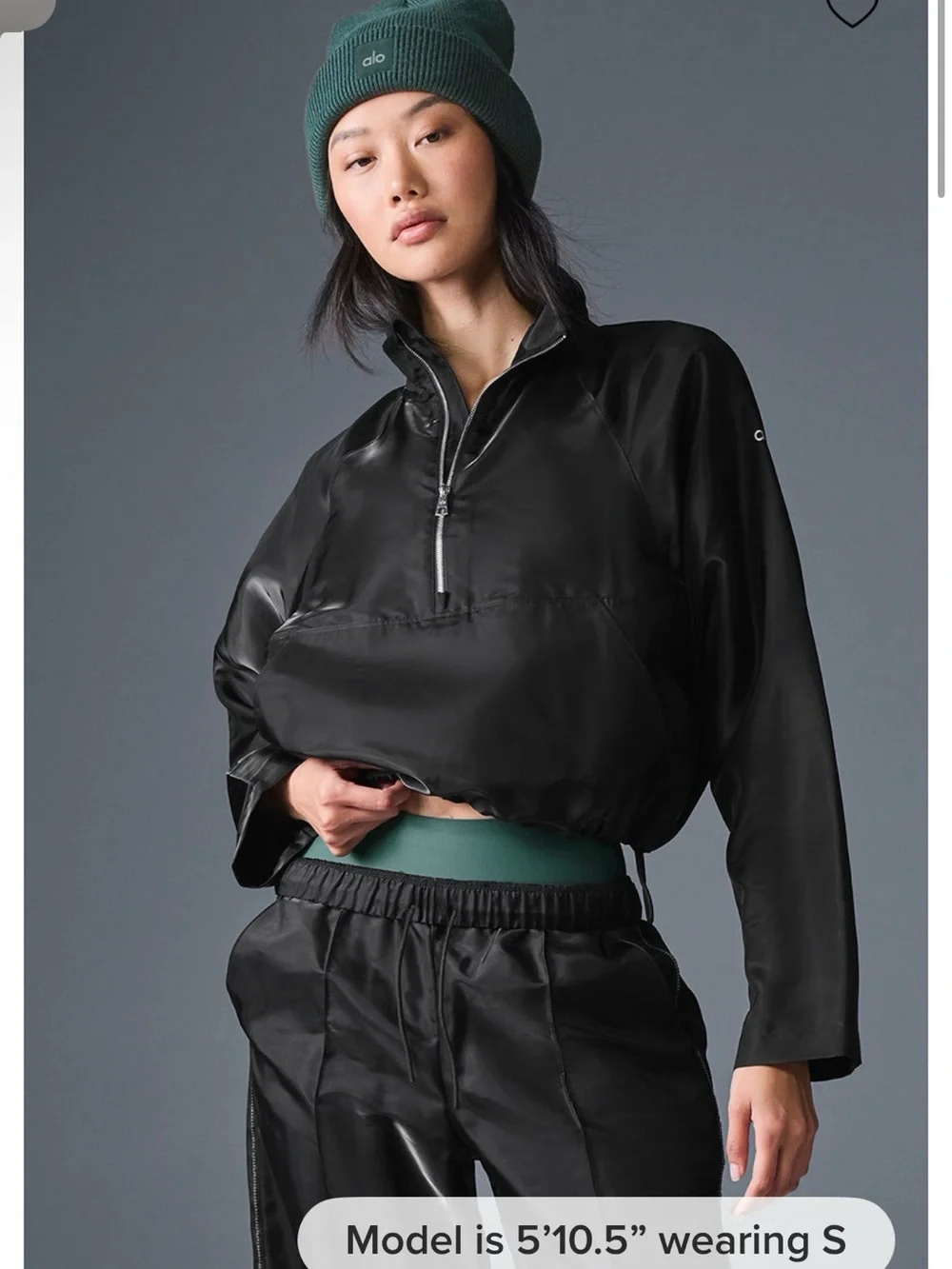 ALO YOGA NWT CROPPED AFTERGLOW PULLOVER BLACK SMALL